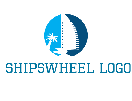 sailing boat and tree in circle logo