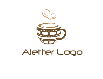 creative film reel coffee mug logo