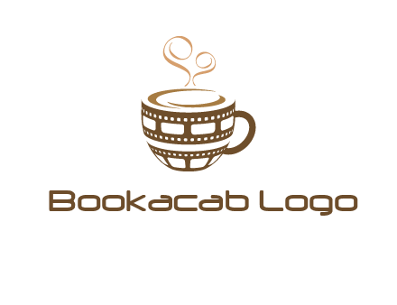 creative film reel coffee mug logo