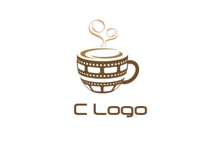 creative film reel coffee mug logo