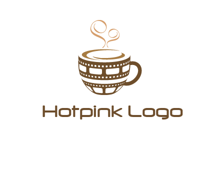 creative film reel coffee mug logo