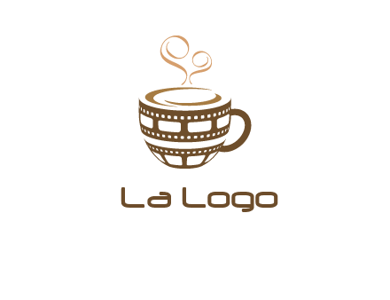 creative film reel coffee mug logo