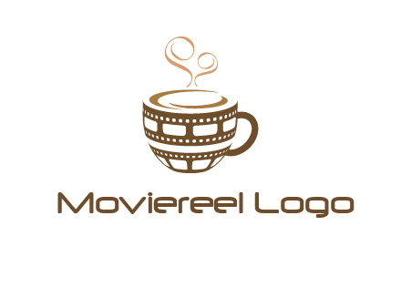 creative film reel coffee mug logo