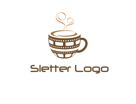 creative film reel coffee mug logo