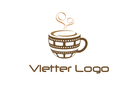 creative film reel coffee mug logo