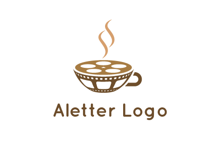 creative film reel coffee cup logo