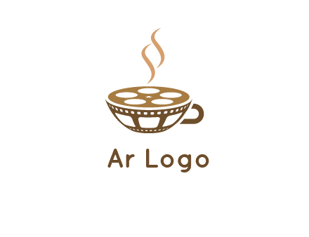 creative film reel coffee cup logo