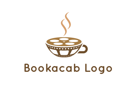 creative film reel coffee cup logo