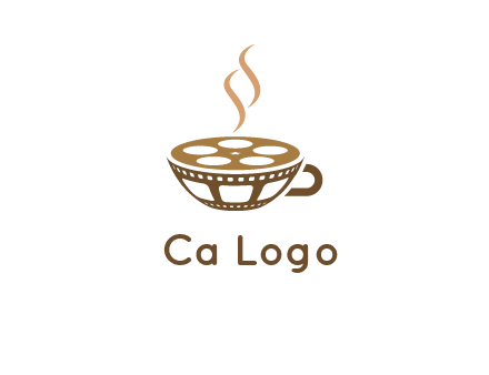 creative film reel coffee cup logo