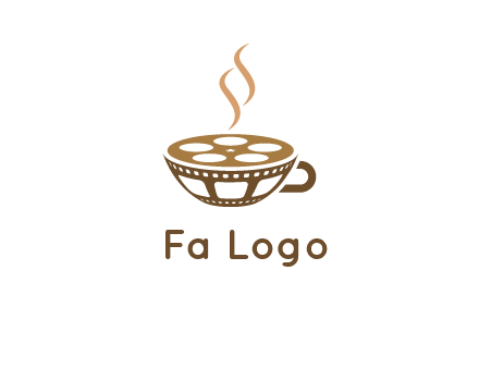 creative film reel coffee cup logo