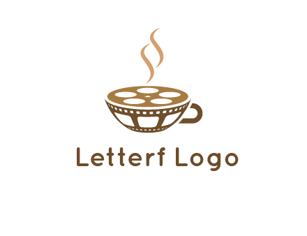 creative film reel coffee cup logo