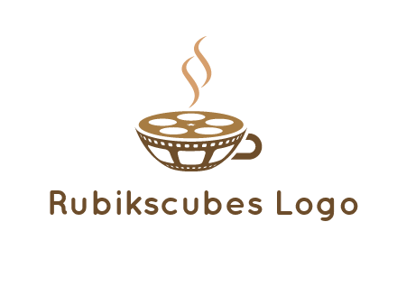 creative film reel coffee cup logo