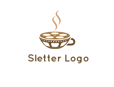 creative film reel coffee cup logo