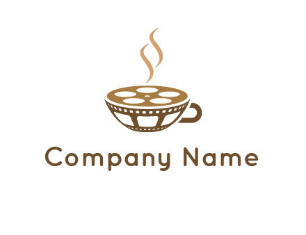 creative film reel coffee cup logo