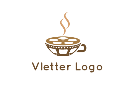 creative film reel coffee cup logo