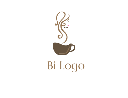 woman steam shape on coffee logo