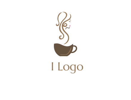 woman steam shape on coffee logo