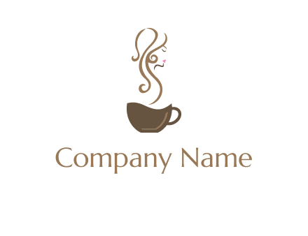 woman steam shape on coffee logo