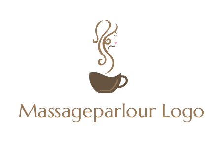 woman steam shape on coffee logo