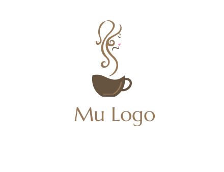 woman steam shape on coffee logo