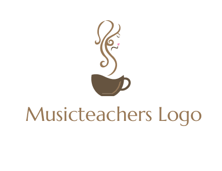 woman steam shape on coffee logo