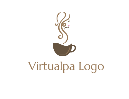 woman steam shape on coffee logo