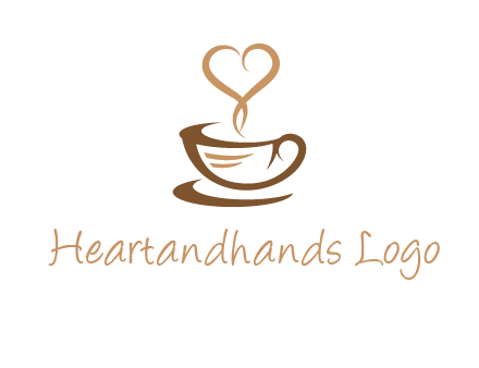 heart shape steam on coffee cup logo