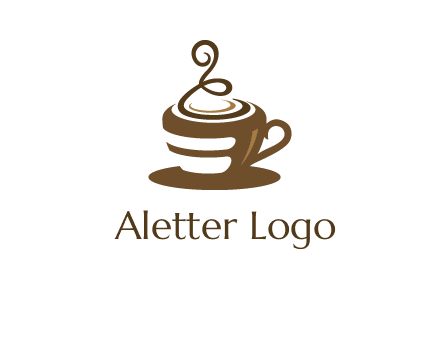 curly steam on coffee cup logo