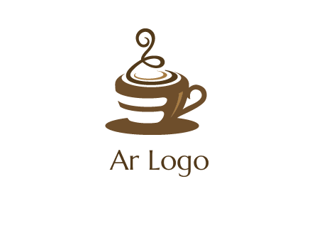 curly steam on coffee cup logo