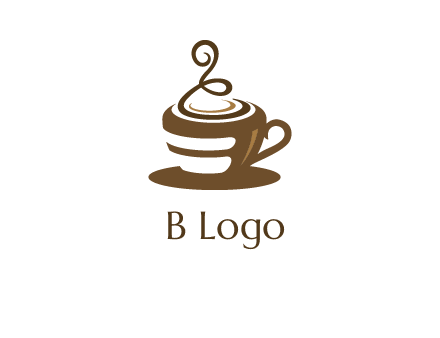 curly steam on coffee cup logo