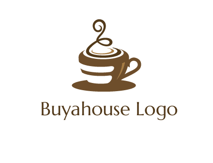 curly steam on coffee cup logo