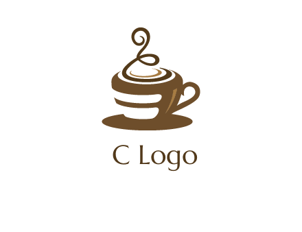 curly steam on coffee cup logo