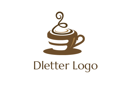 curly steam on coffee cup logo