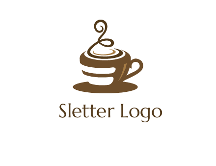 curly steam on coffee cup logo