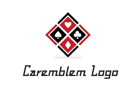 card suits in rhombus shape logo