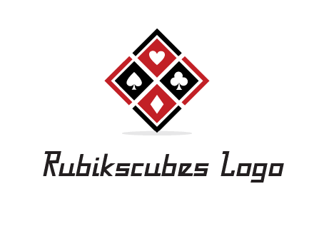 card suits in rhombus shape logo