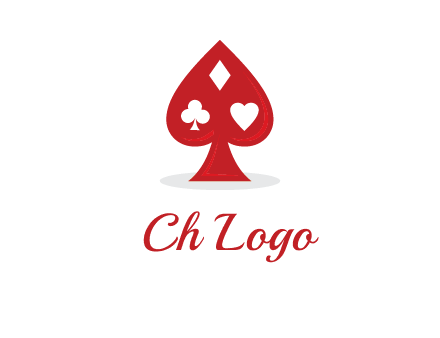 playing card symbols in spade logo