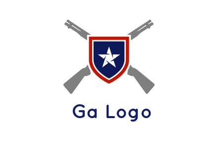 star in shield and guns emblem logo