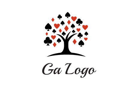 gambling card sign on tree logo