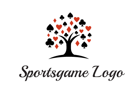 gambling card sign on tree logo