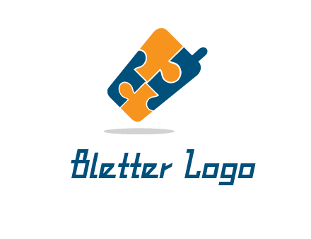 puzzle pieces in mobile shape logo