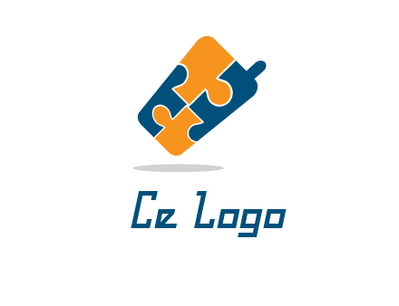 puzzle pieces in mobile shape logo