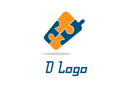 puzzle pieces in mobile shape logo