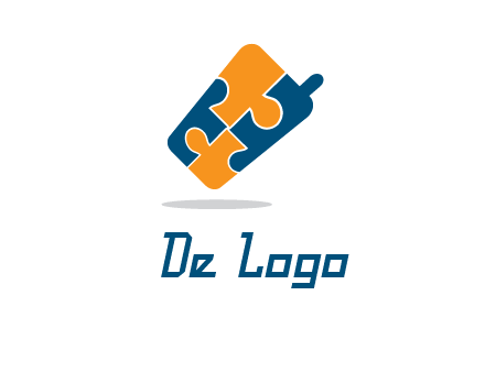 puzzle pieces in mobile shape logo