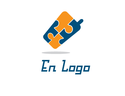 puzzle pieces in mobile shape logo