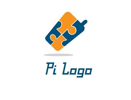 puzzle pieces in mobile shape logo