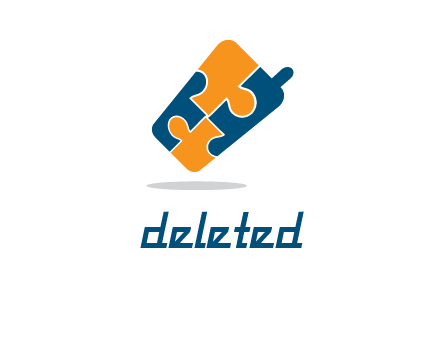 puzzle pieces in mobile shape logo