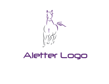 line art running horse logo