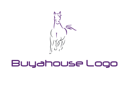 line art running horse logo