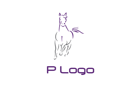 line art running horse logo